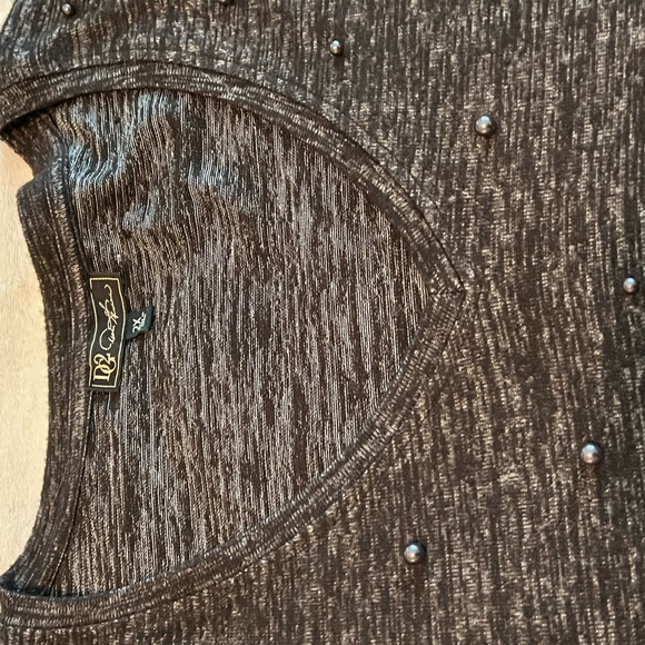 DG2 plus size 2x Black Heather sweater top w Charcoal beads - Picture 10 of 12